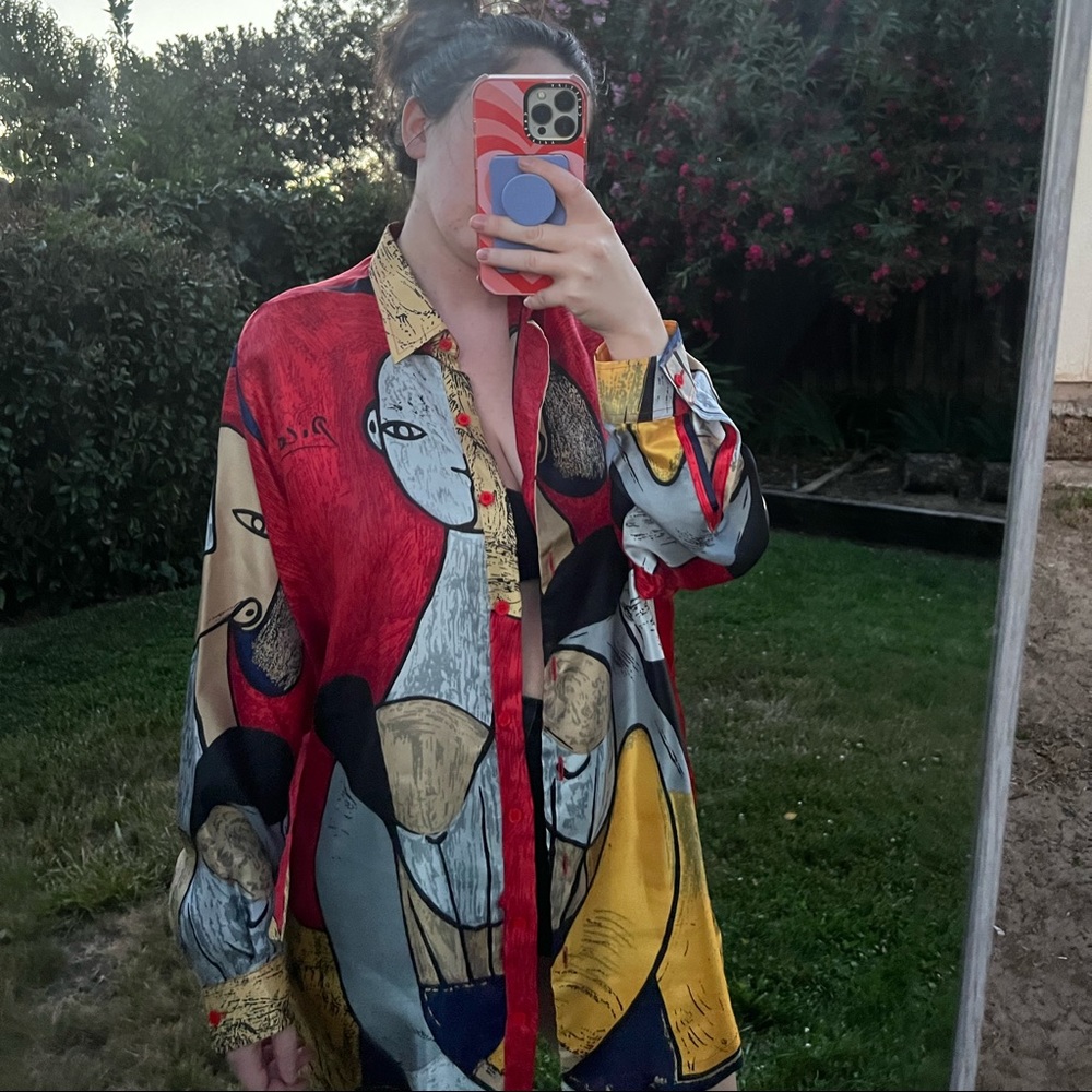 Picasso silk button up shirt